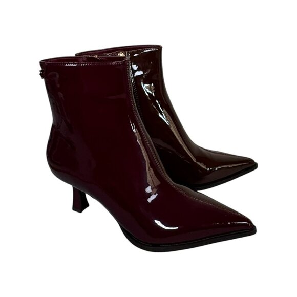 Circus NY Sam Edelman Yuki Burgundy Patent Pointed Toe Kitten Heel Booties SZ 7 - Picture 5 of 15